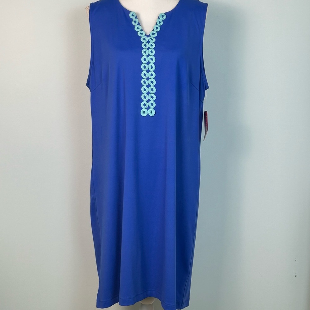 NWT Sunsets & Sweet Tea Blue Sleeveless ‘Anywhere’ Dress with Embroidery